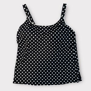 Lands' End Tankini Swimsuit Bathing suit Black & White Polka Dot, Womens size 10